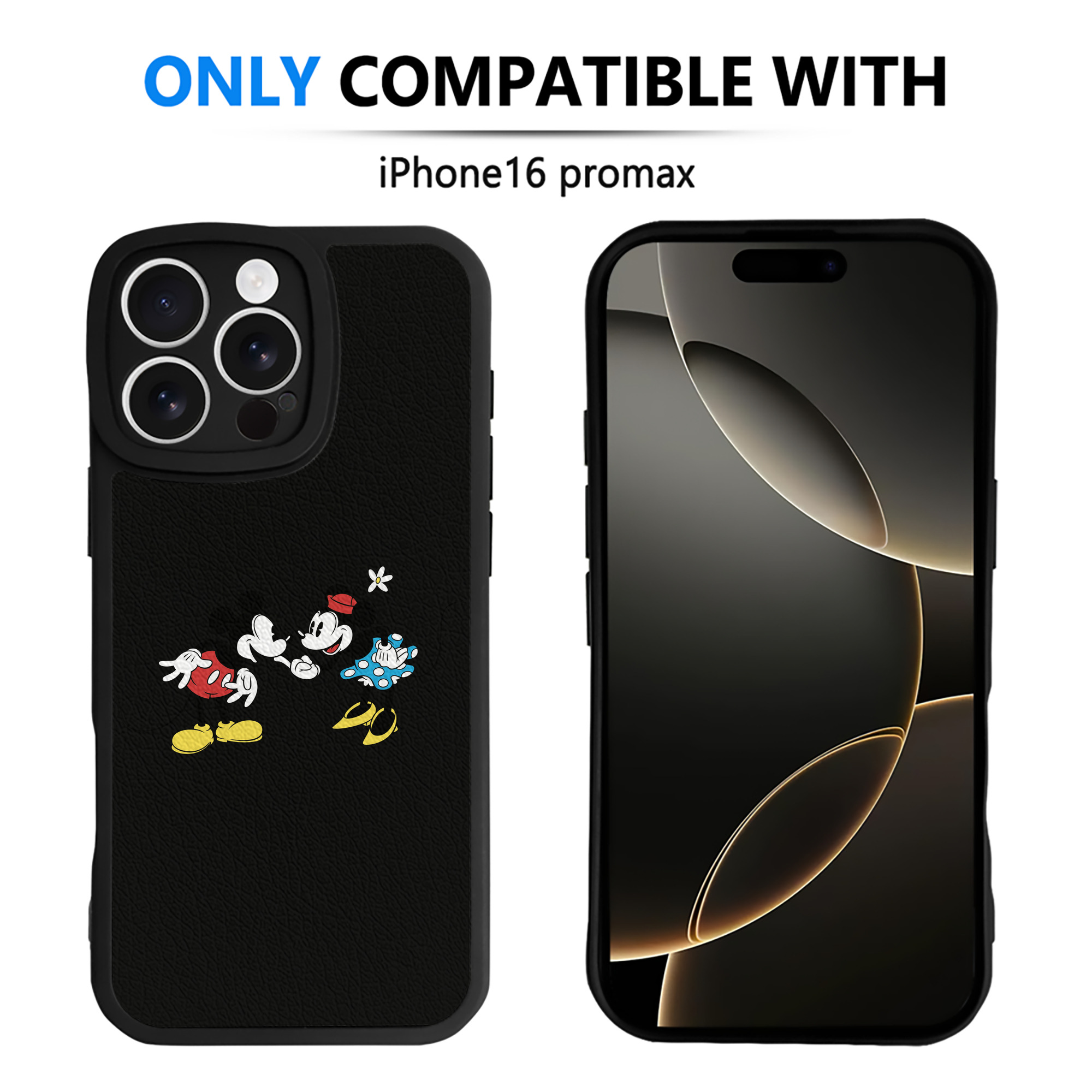 （画像用） ミッキーマウス Mickey Mouse 【iPhone 16シリーズ対応】シリコンスマホケース（レザー調） 材質：シリコン